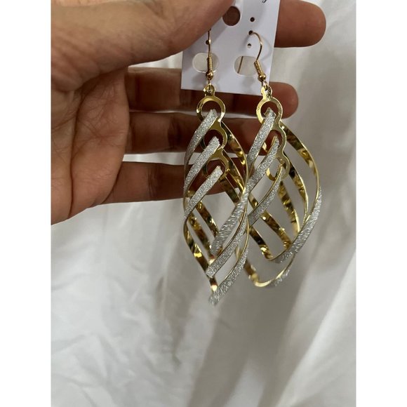 Big gold glitter earring large silver shimmer sparkle statement chunky pierced - Picture 2 of 8